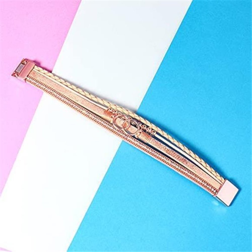 Boho Wrap Bracelets Leather Cuff Bangle Gold Bead… - image 4